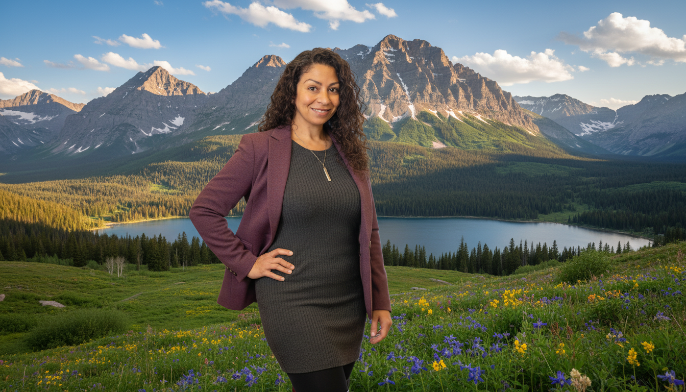Dr. Raychel Powers in a mountain meadow